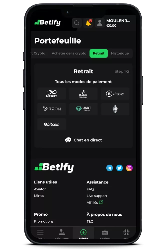 betify retrait 29